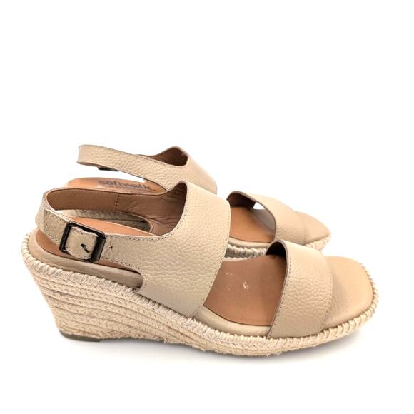 SoftWalk Hartley Espadrille Wedge Sandal Women's Leather Beige Size US9M EU40 - Picture 12 of 12